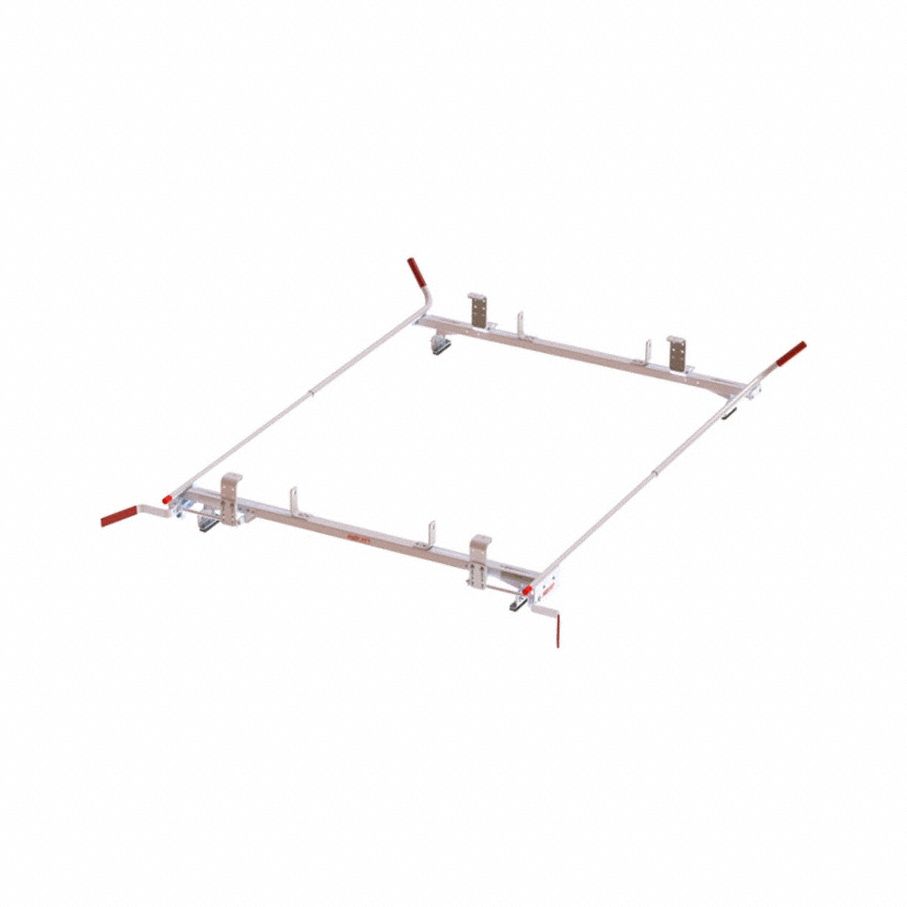 Van Roof Rack: Aluminum, 16 in Overall Ht, 99 in Overall Lg, 86 1/2 in Overall Wd