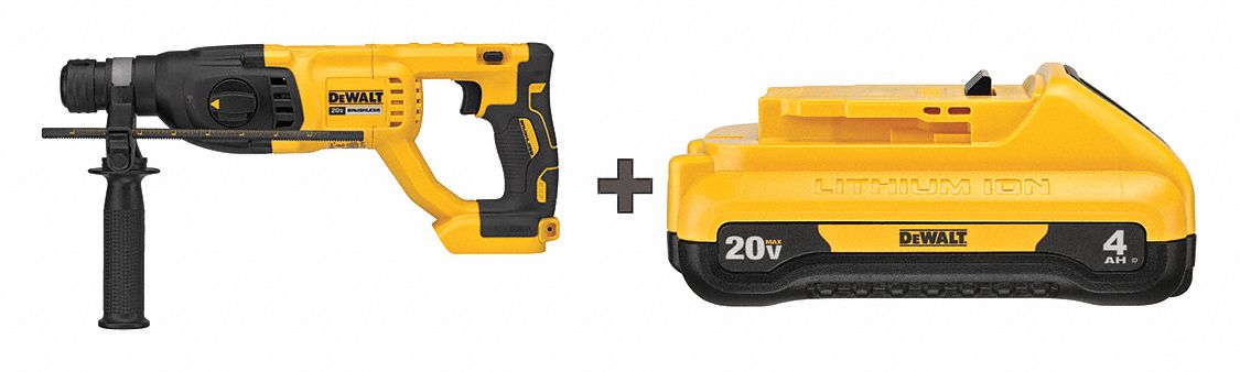 Cordless Rotary Hammer Kit: D-Handle, 20V DC, SDS-Plus, 1/2 in max, (1) Bare Tool/(1) Battery
