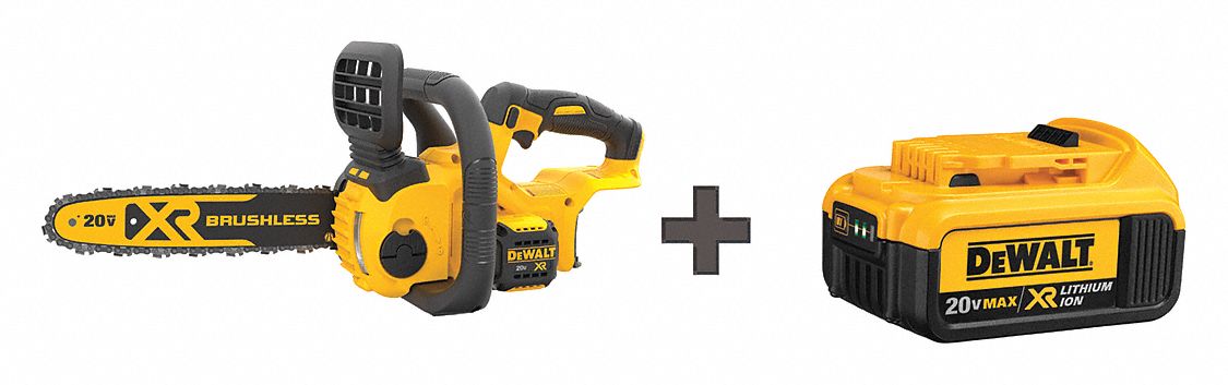 DEWALT Cordless Chain Saw Kit Battery Powered 12 in Bar Lg 4.0Ah