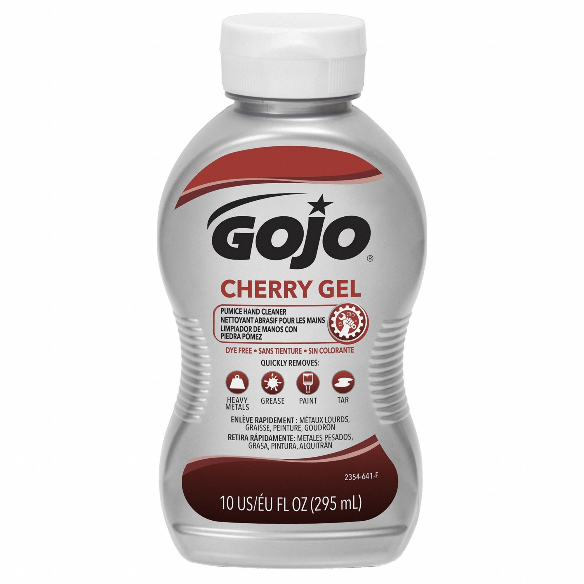 HAND CLEANER, GEL, SQUEEZE BOTTLE, 10 OZ, CHERRY, DYE FREE/MOISTURIZING/PARABEN FREE