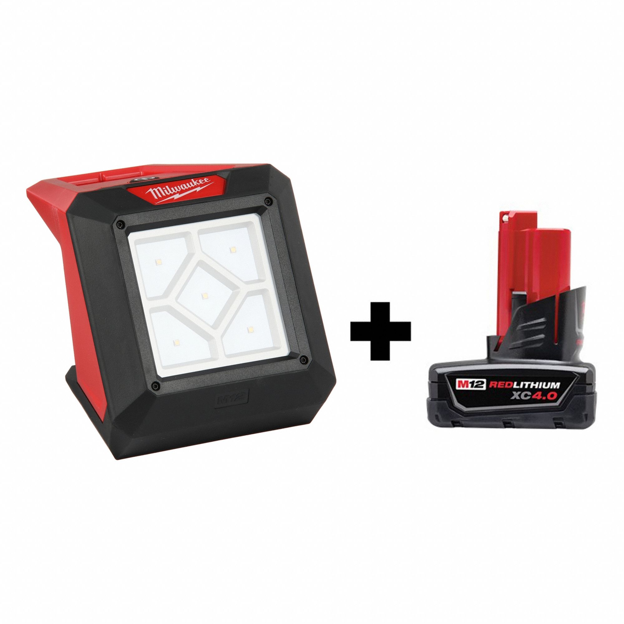 Work Light Kit: M12™, Tripod Light, 1, 000 lm Max., 3 Modes, 5 3/4 in Max. Ht, 12V DC