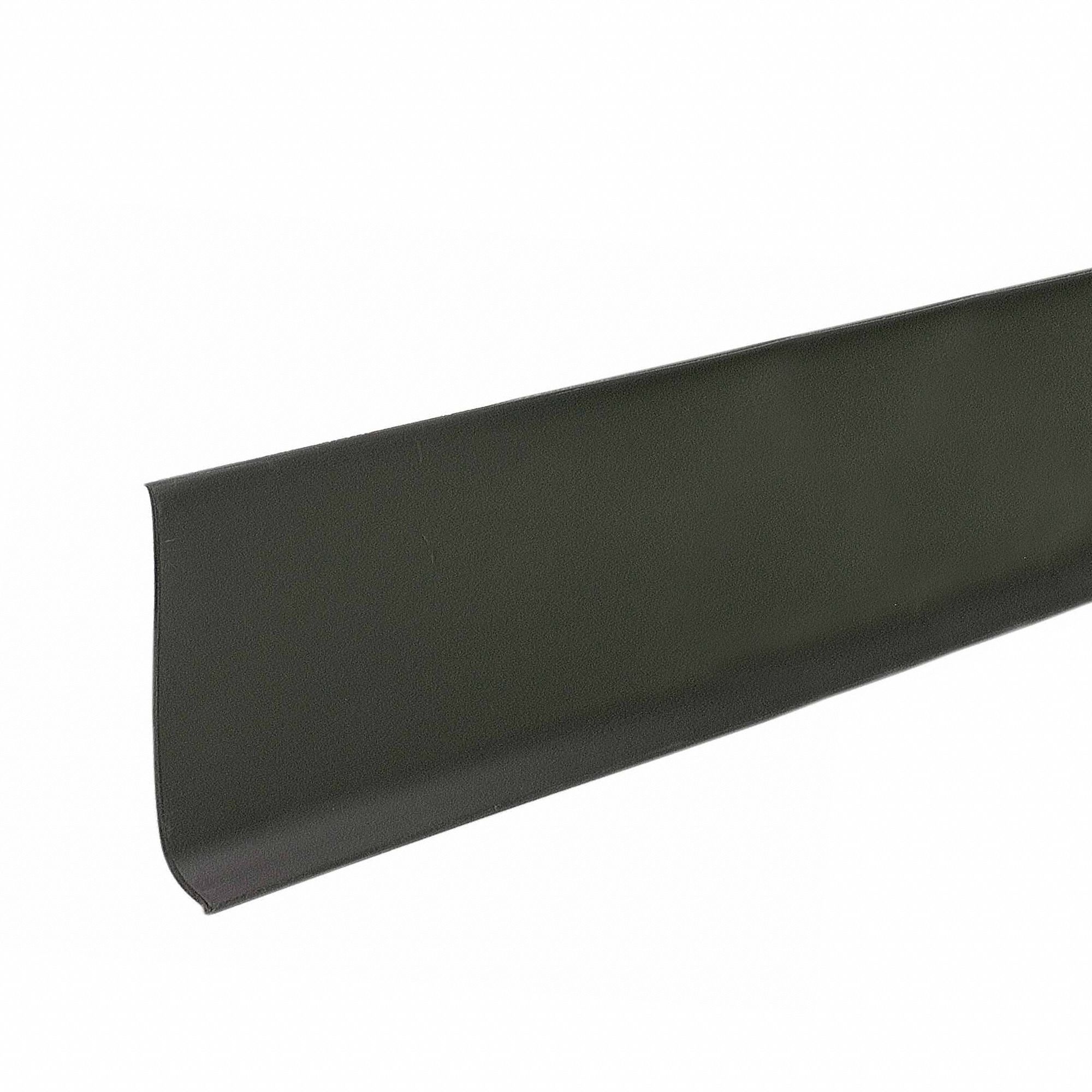 Wall Base Molding: Black, Vinyl, 4 ft Overall Lg, 4 in Overall Ht, Strips, Coved