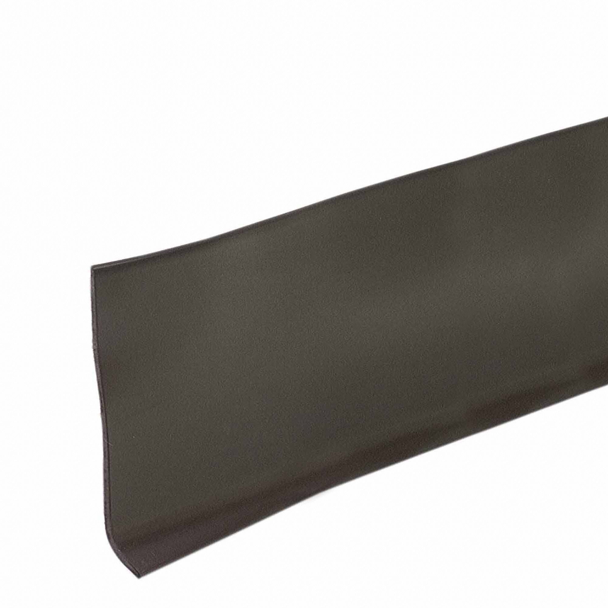 Wall Base Molding: Brown, Vinyl, 4 ft Overall Lg, 4 in Overall Ht, Strips, Coved
