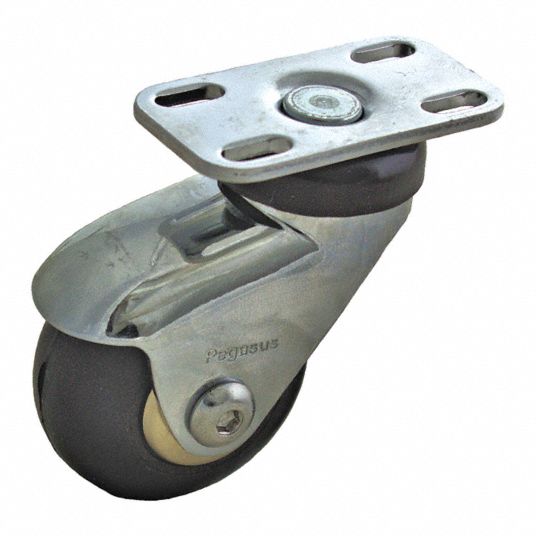 GRAINGER APPROVED QuietRoll Medical Plate Caster, Swivel, Neoprene