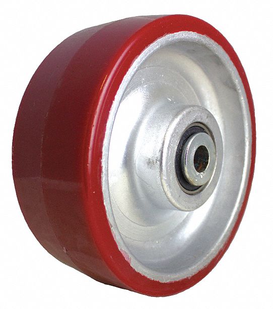 POLYURETHANE TREAD ON ALUMINUM CORE WHEEL, 10 IN WHEEL DIAMETER, 3 IN WHEEL W, SILVER