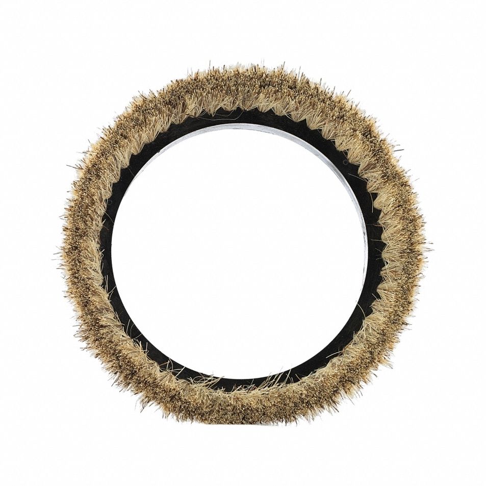 Rotary Brush: Round, 12 in Brush Dia, For Machine Size 13 in, Natural Fiber, Brown