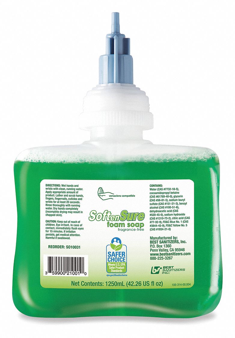 Foam Soap, Fragrance-Free, 1.25L, PK6
