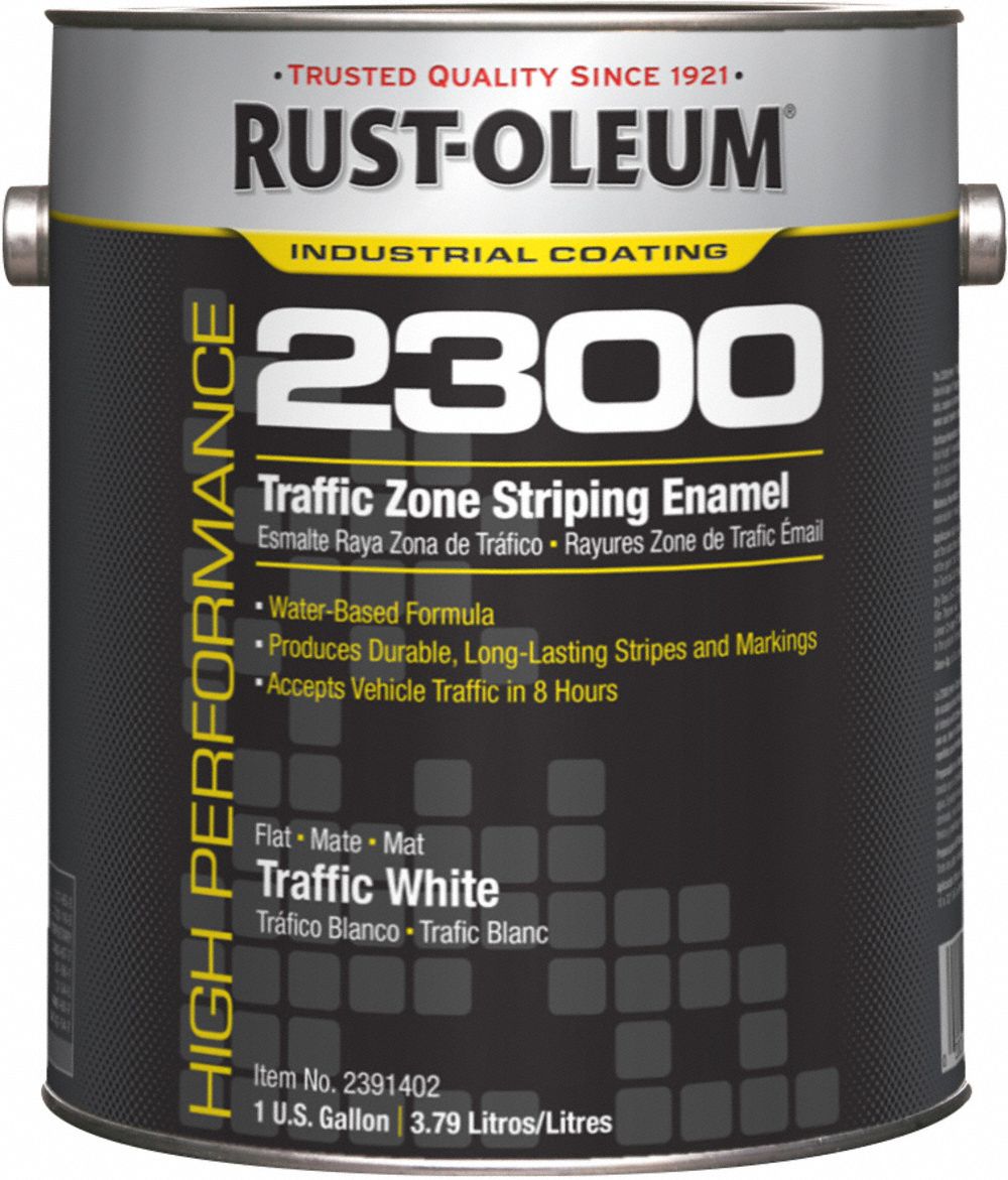 Traffic Zone Striping Paint: Pour Paint Dispensing, Traffic White, 1 gal