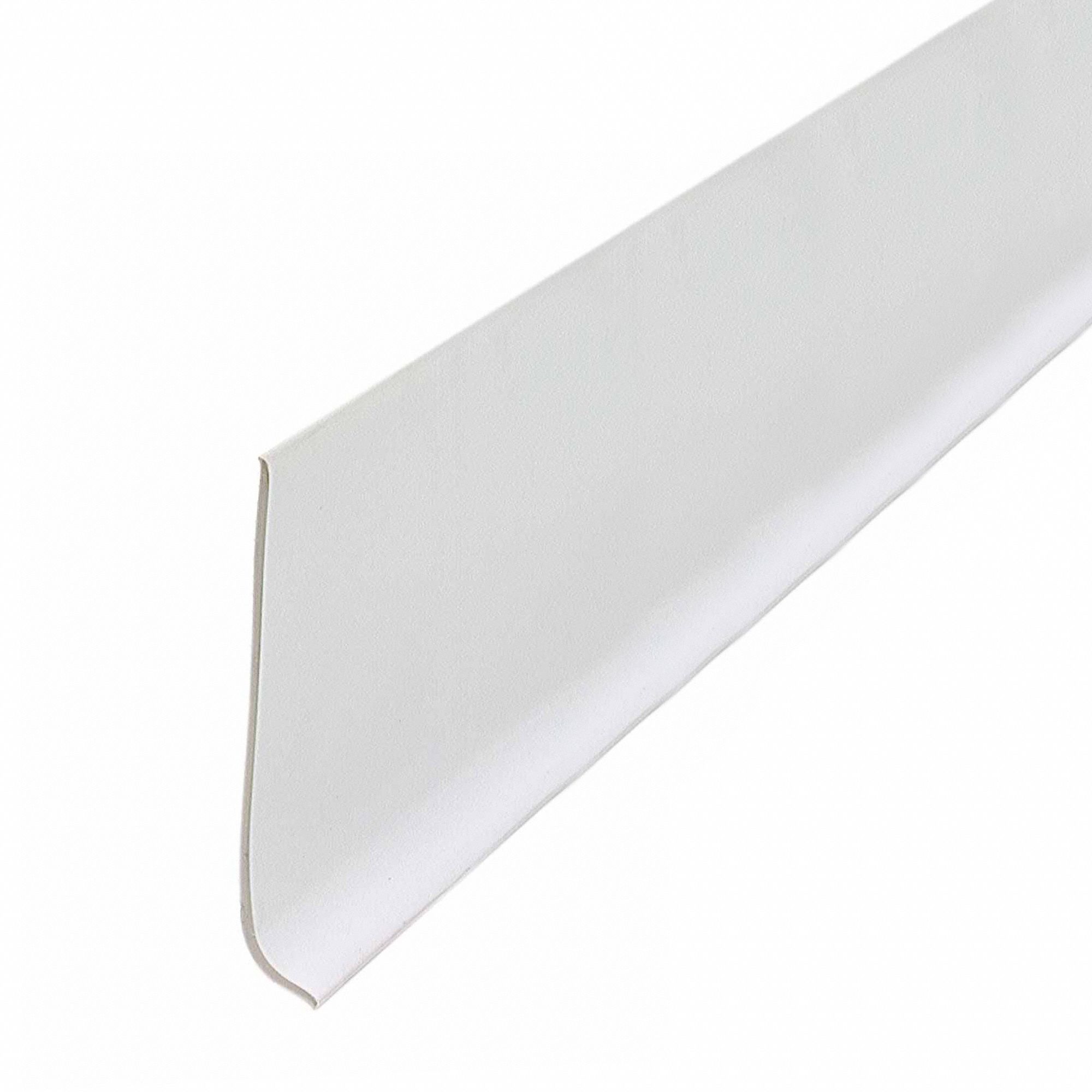 Wall Base Molding: White, Vinyl, 4 ft Overall Lg, 4 in Overall Ht, Strips, Coved