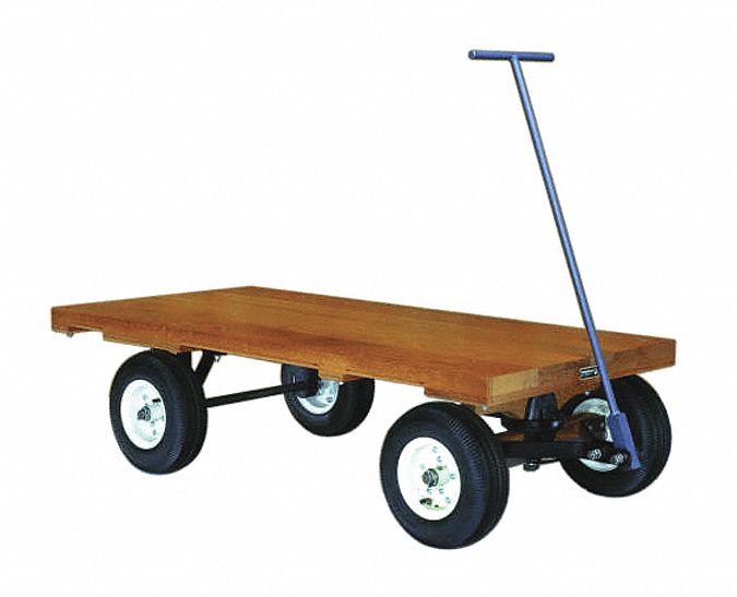 Wagon Truck with Flush Wooden Deck: 1, 500 lb Load Capacity, 42 inx30 inx15-5/8 in, Brown