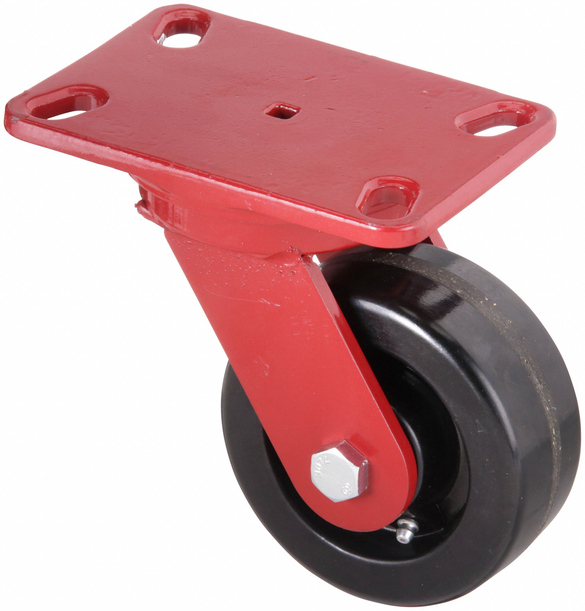 Plate Caster: Swivel, No Brake, Phenolic, 5 in Wheel Dia, 2 in Wheel Wd, Slot, Rectangle