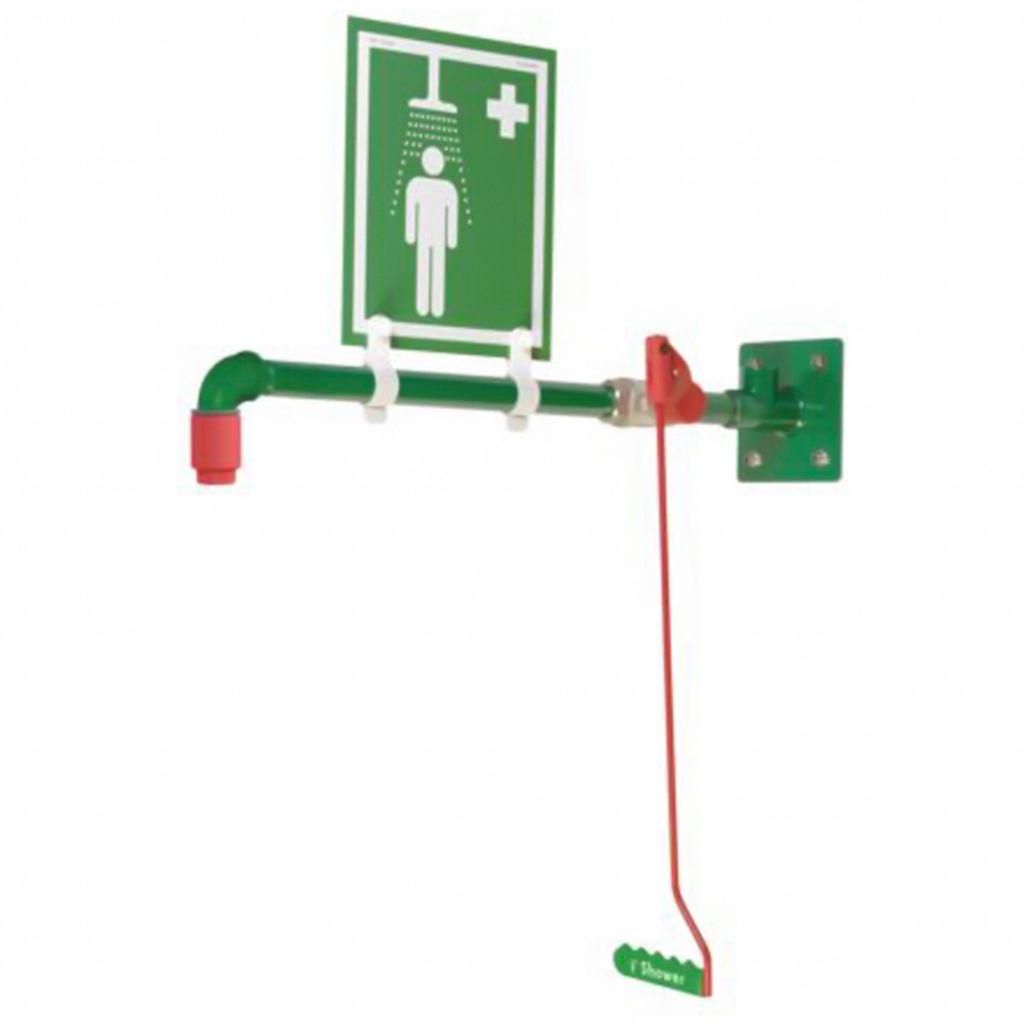 Plumbed Shower: Wall Mnt, Plastic Sprayhead, Galvanized Steel Pipe, Silver