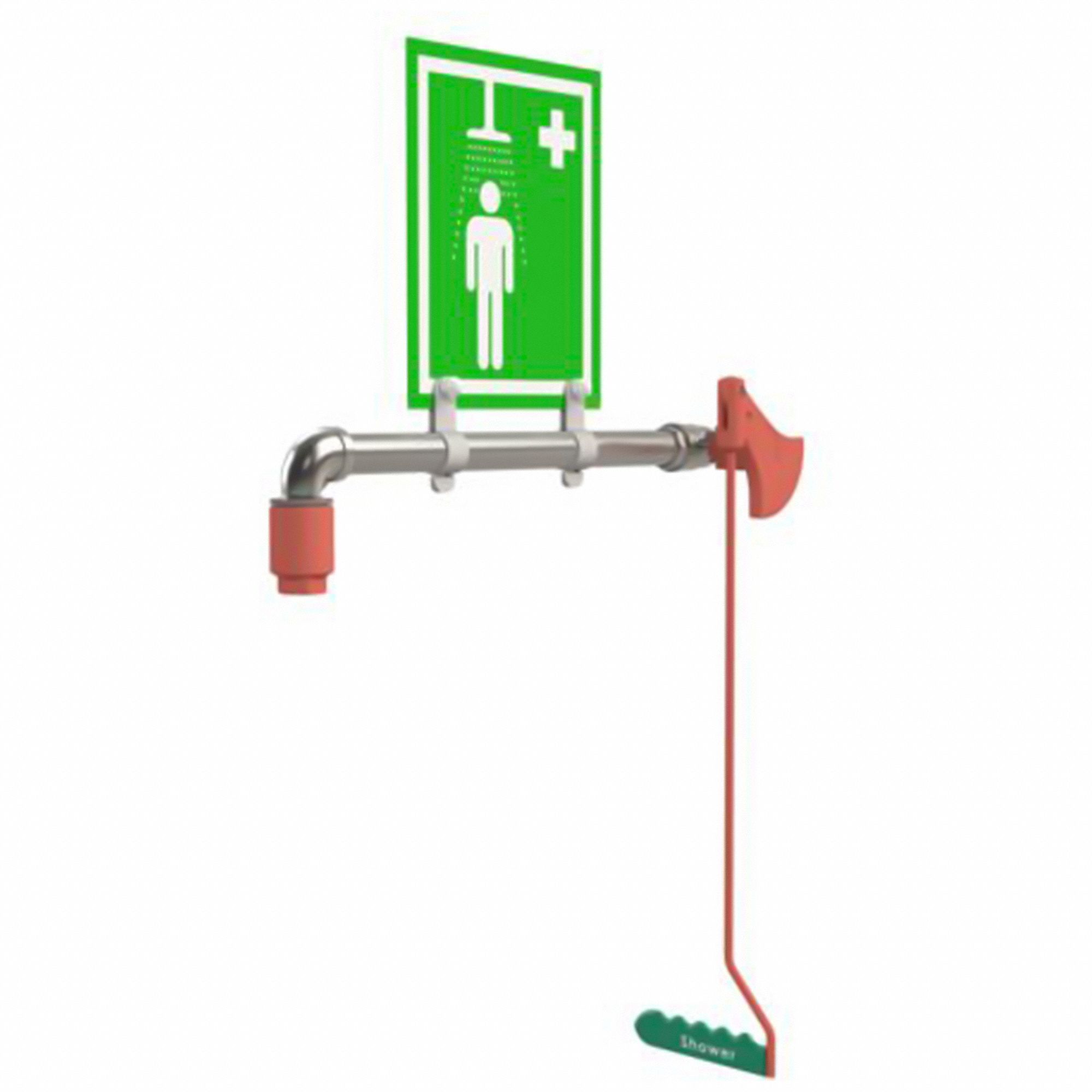 Plumbed Shower: Wall Mnt, Plastic Sprayhead, Stainless Steel Pipe, Silver, 23GS