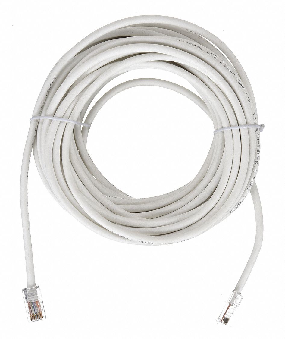 Patch Cord, Cat 5e, Bootless, White, 30 ft.