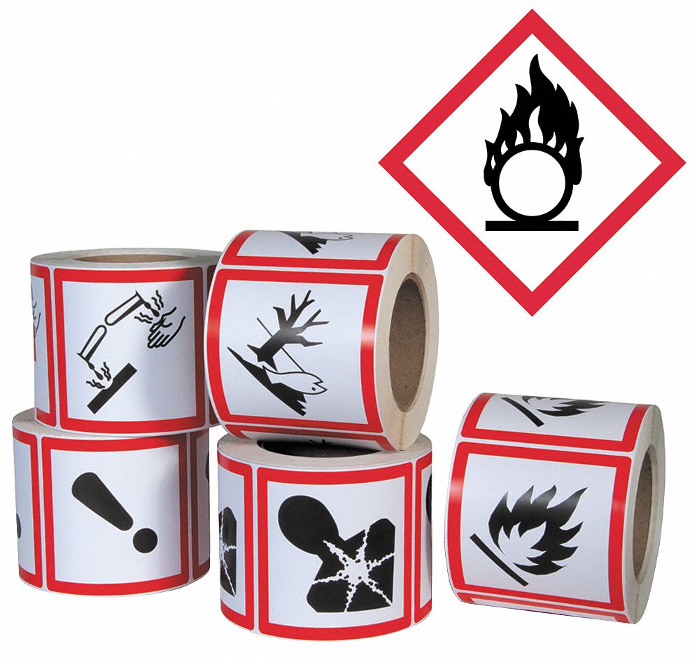 LABEL, FLAME PICTOGRAM, 4 IN H, 4 IN W, 0.0035 IN THICK, SQUARE, NO TEXT, PAPER, 500 PK