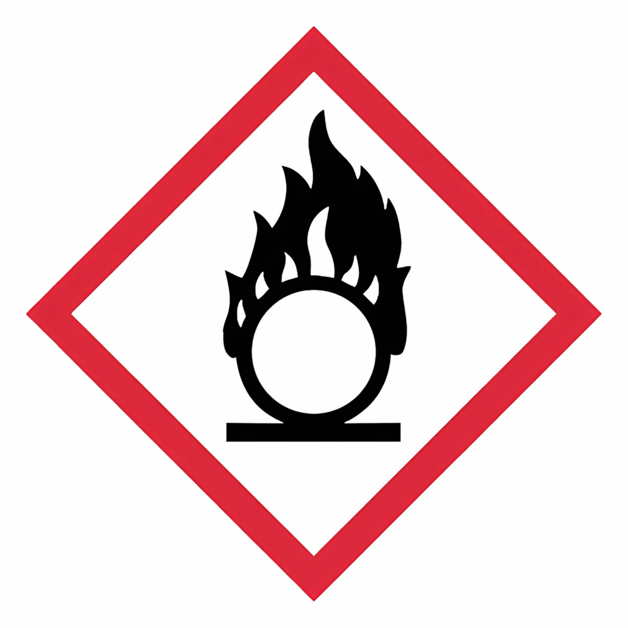 GHS Label: Flame Pictogram, 4 in Ht, 4 in Wd, 0.0035 in Thick, Square, No Text, Paper, 500 PK