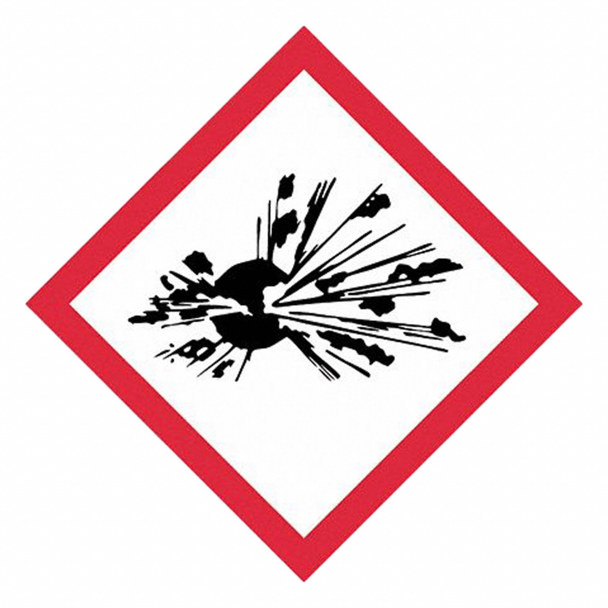 GHS Label: Exploding Bomb Pictogram, 4 in Ht, 4 in Wd, 0.0035 in Thick, Square, No Text, 500 PK