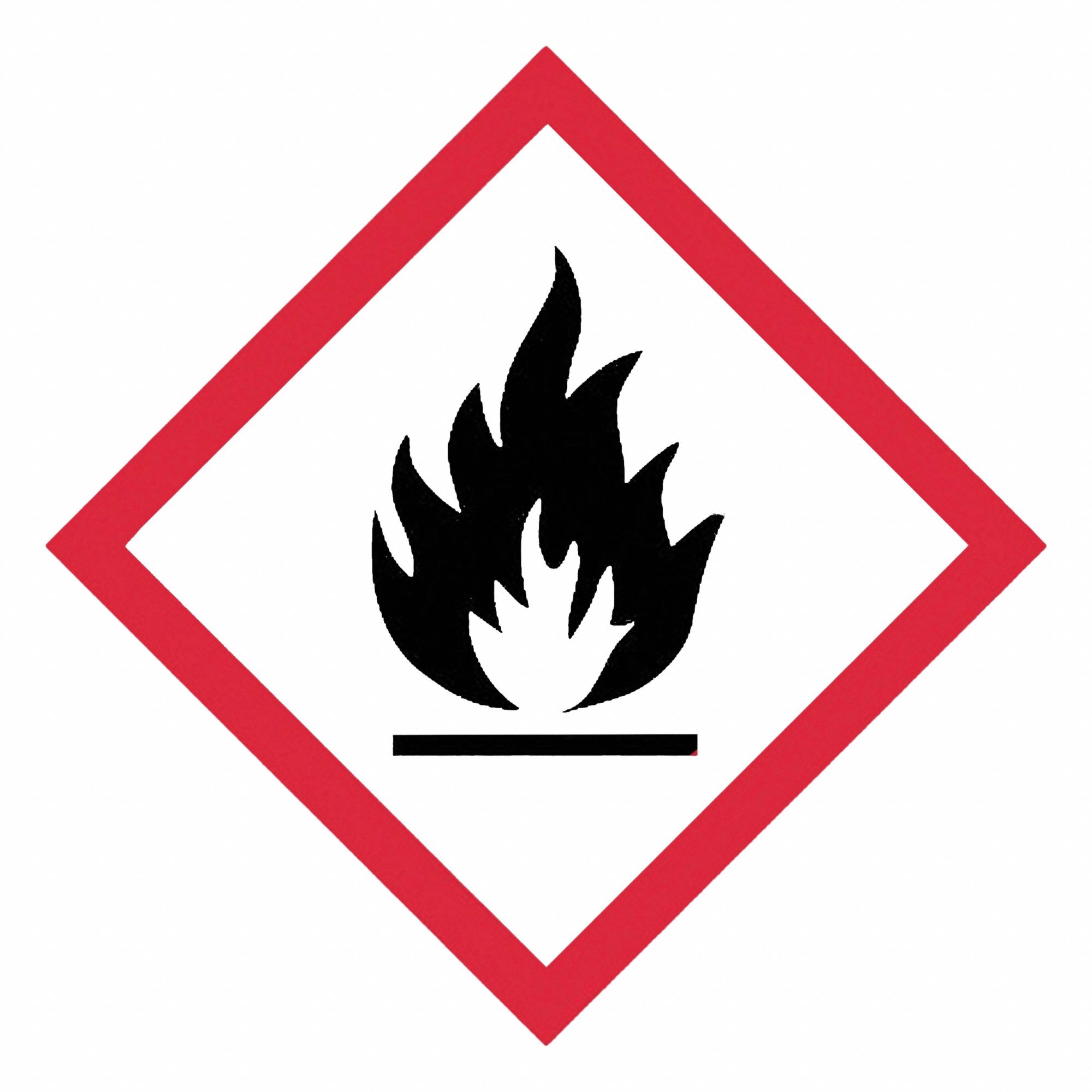 GHS Label: Flame Pictogram, 4 in Ht, 4 in Wd, 0.0035 in Thick, Square, No Text, Paper, 500 PK