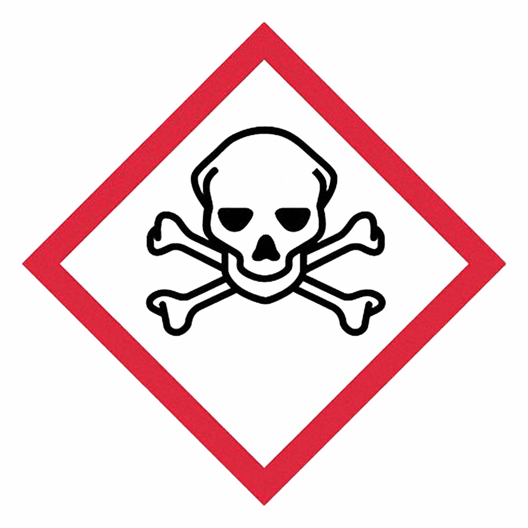 GHS Label: Skull & Crossbones Pictogram, 4 in Ht, 4 in Wd, 0.0035 in Thick, Square, No Text, 500 PK