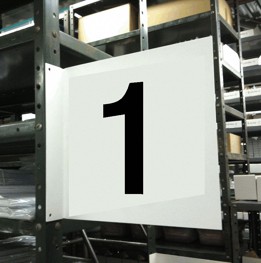 Projecting Aisle Sign: Vinyl, Adhesive Sign Mounting, 12 in x 12 in Nominal Sign Size