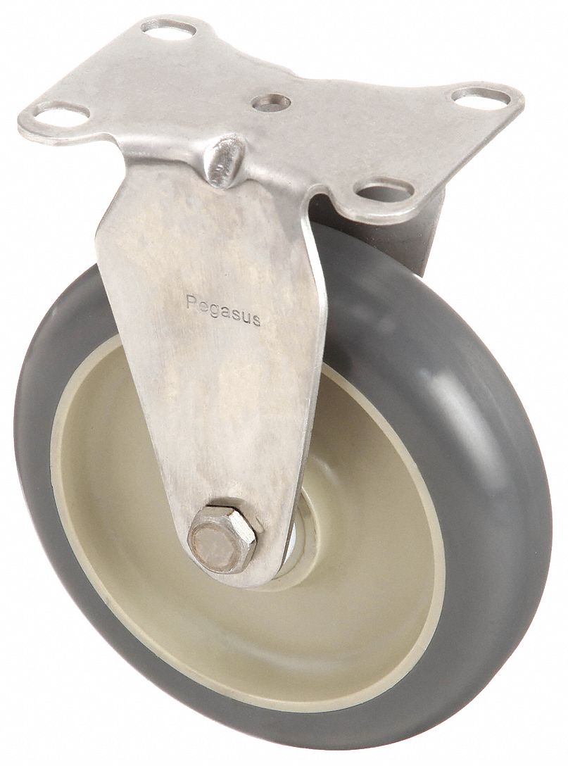 CORROSION-RESISTANT STANDARD PLATE CASTER, 5 IN WHEEL DIAMETER, 300 LB, RIGID CASTER