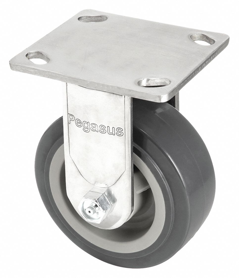 CORROSION-RESISTANT STANDARD PLATE CASTER, 5 IN WHEEL DIAMETER, 750 LB, RIGID CASTER