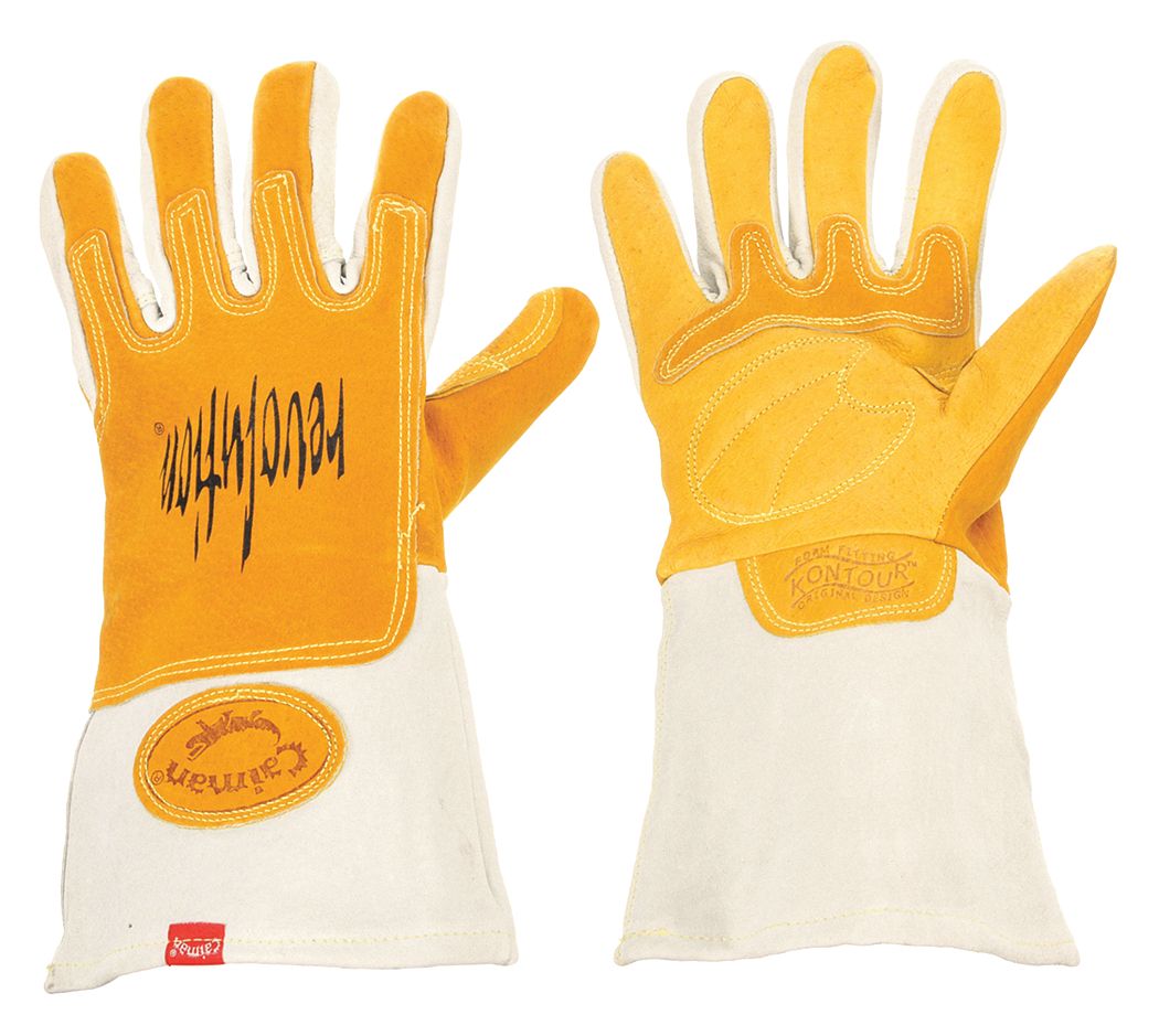 Caiman Pigskin Welding Gloves, XL, Gauntlet Cuff, 131/2" Glove Length