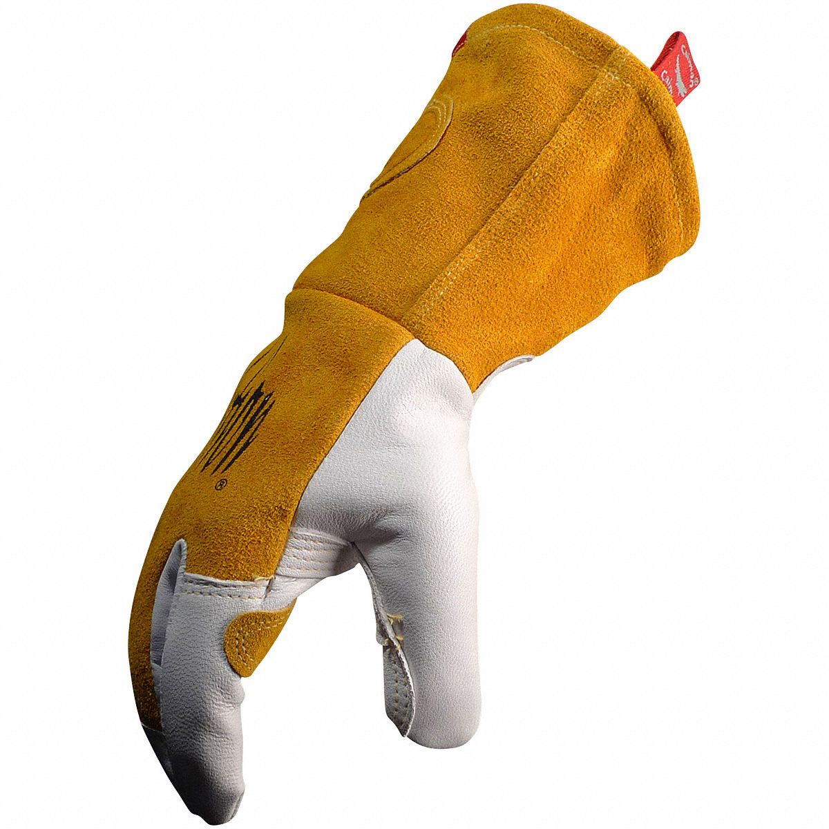 CAIMAN Welding Gloves Wing Thumb, Gauntlet Cuff, Premium, Tan Cowhide