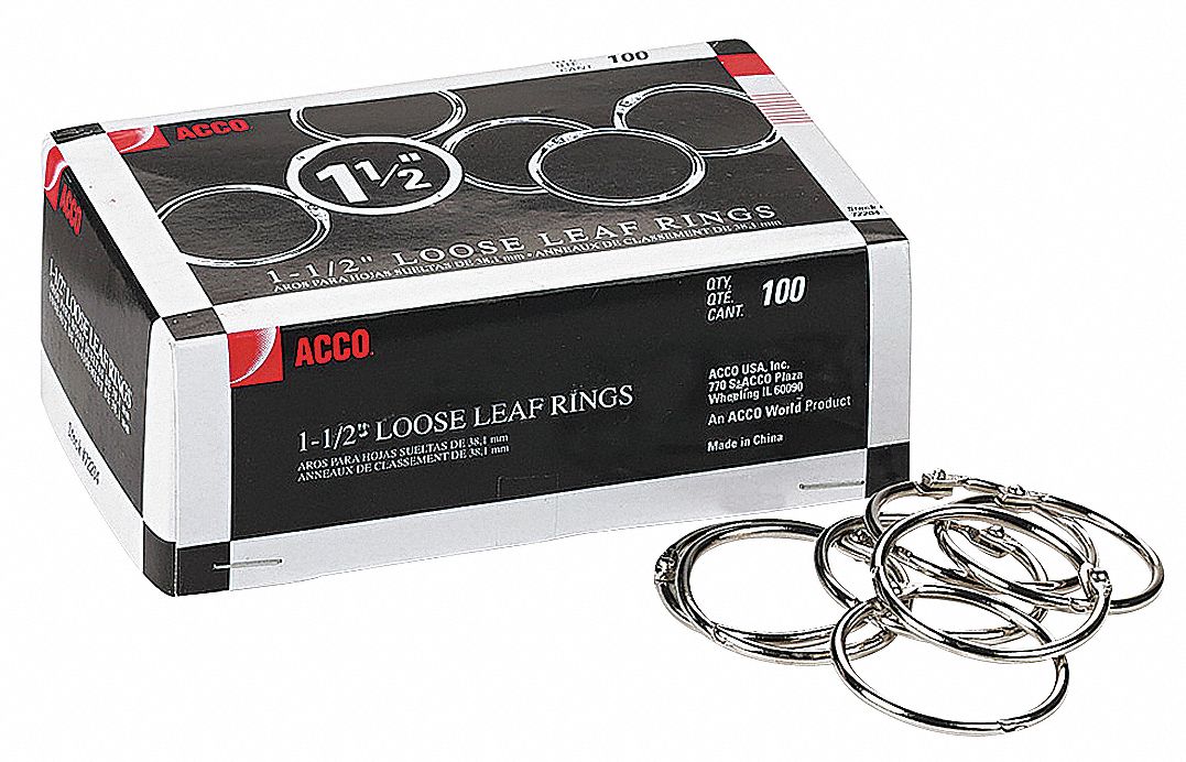 Book Rings Metal 1 1/2  Ring Size PK100