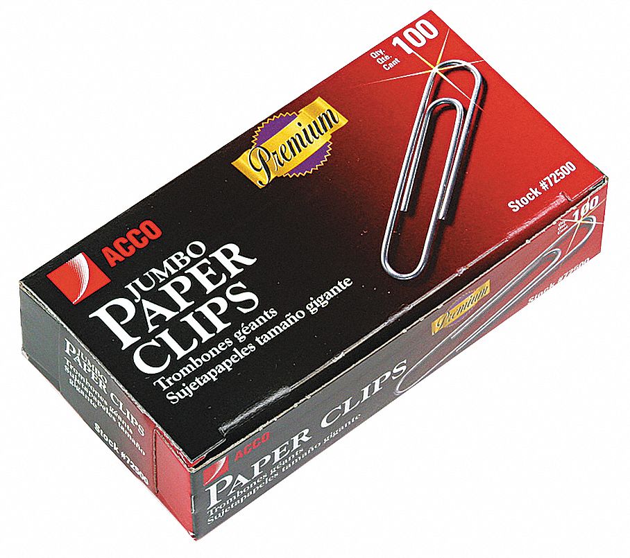 ACCO Wire Paper Clip, Jumbo 23K157ACC72500 Grainger