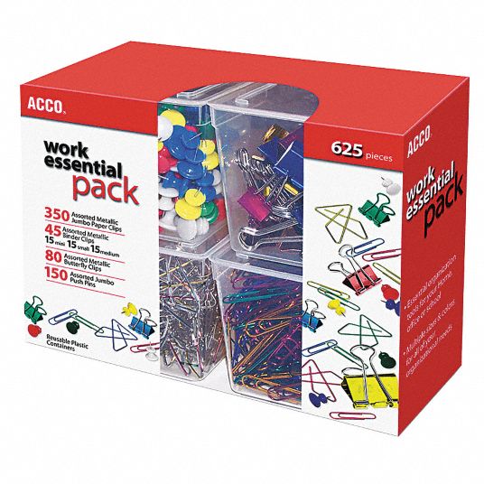 ACCO, Assorted Size, Metal, Paper Clip 23K164ACC76233 Grainger