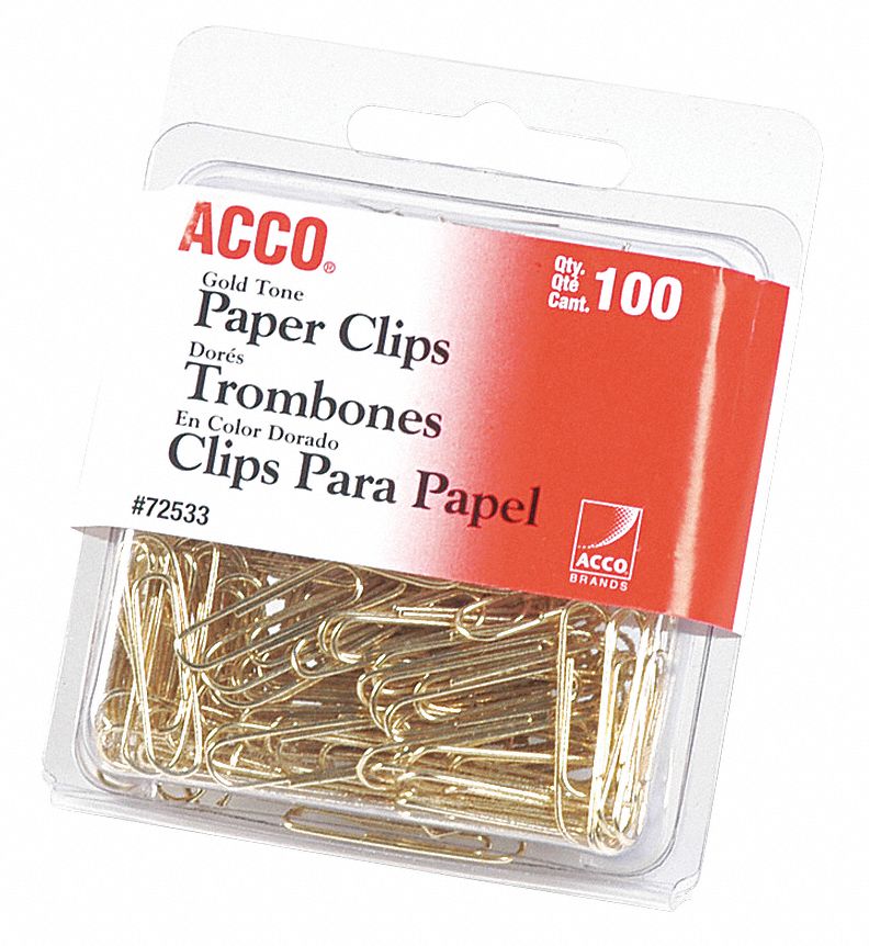 ACCO, 2 Size, Steel, Paper Clip 23K168ACC72533 Grainger