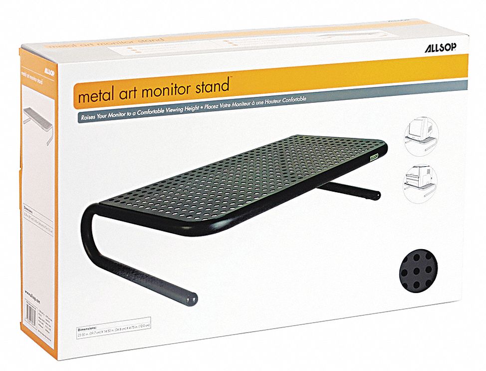 Monitor Stand: Steel, Black, 30 lb Wt Capacity