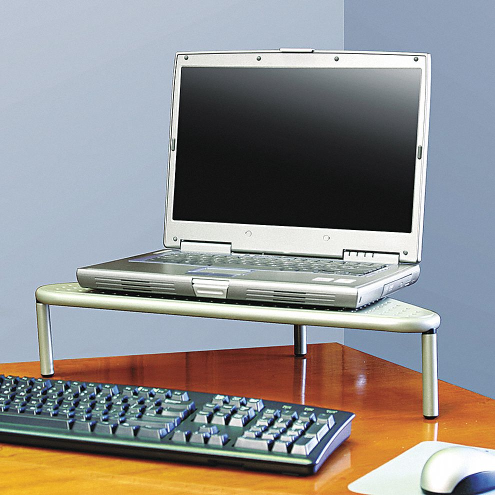 23K184 - Corner Monitor Stand Pewter Steel