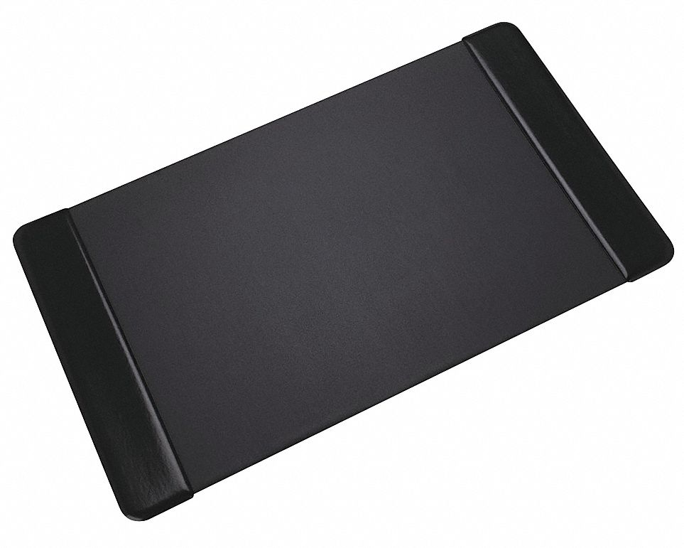 Desk Pad: Black, Leather-Like, 1/3 in Ht, 36 in Wd, 20 in Dp