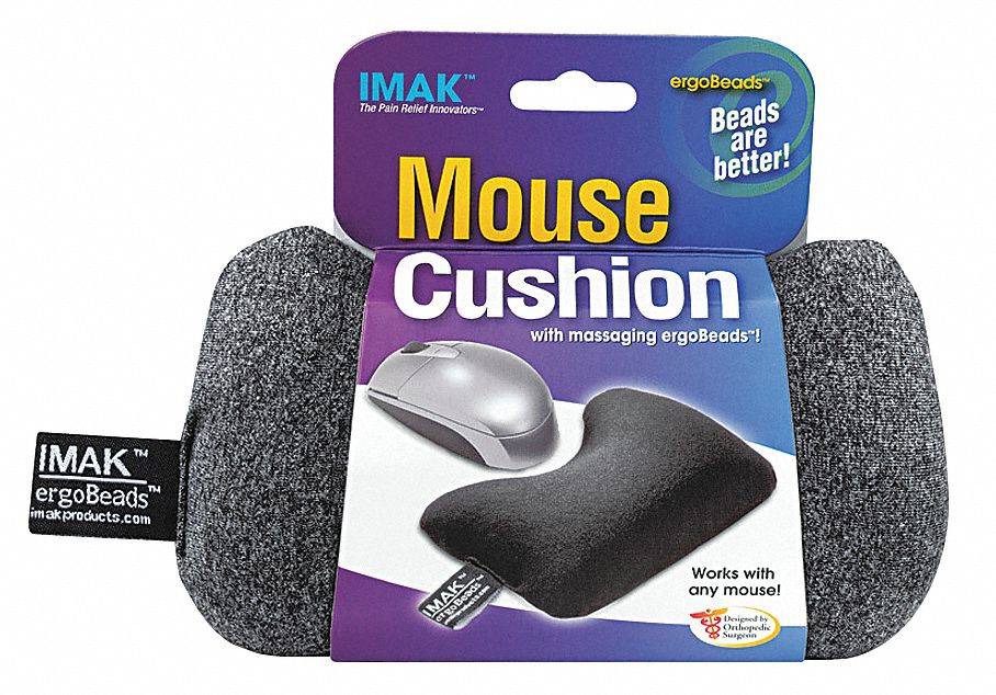 Wrist Rest: Gray, Cotton Lycra/ergoBeads(TM), 5 3/4 in Lg, 1 in Ht, 3 3/4 in Wd