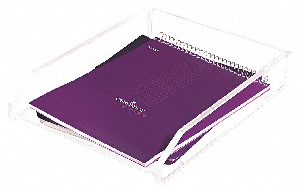 Letter Tray: Letter File Size, 1 Compartments, Clear, 16 2/3 in Lg, 12 in Wd, 3 1/3 in Ht