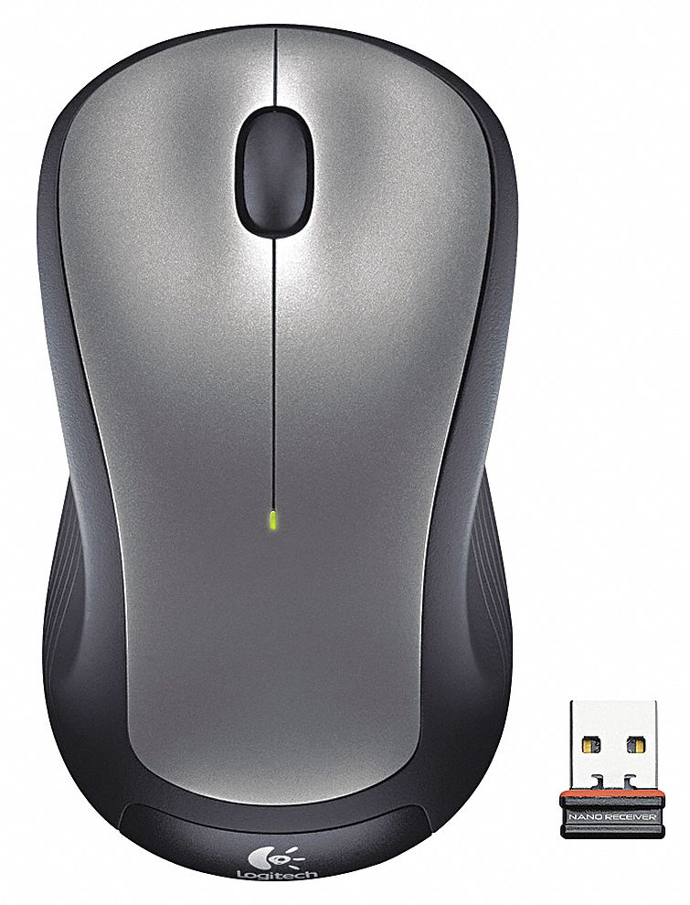 Mouse: Wireless, Laser, 2 Buttons, Silver/Black, USB
