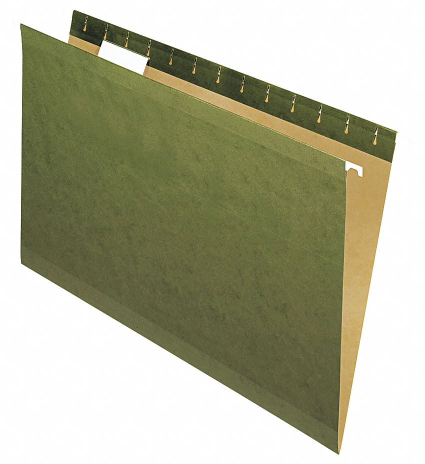 Hanging File Folders: 8 1/2 in Ht, 14 in Wd, 11 Pt. Stock, 3/4 in Expanded Dp, 25 PK