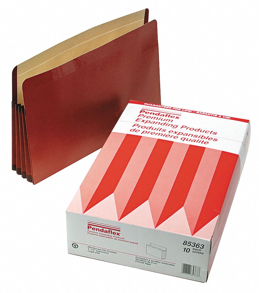 PENDAFLEX 1 Pocket 14 Pt. Red Fiber/Manila Expandable File Folder, Red 23K454PFX85363 Grainger