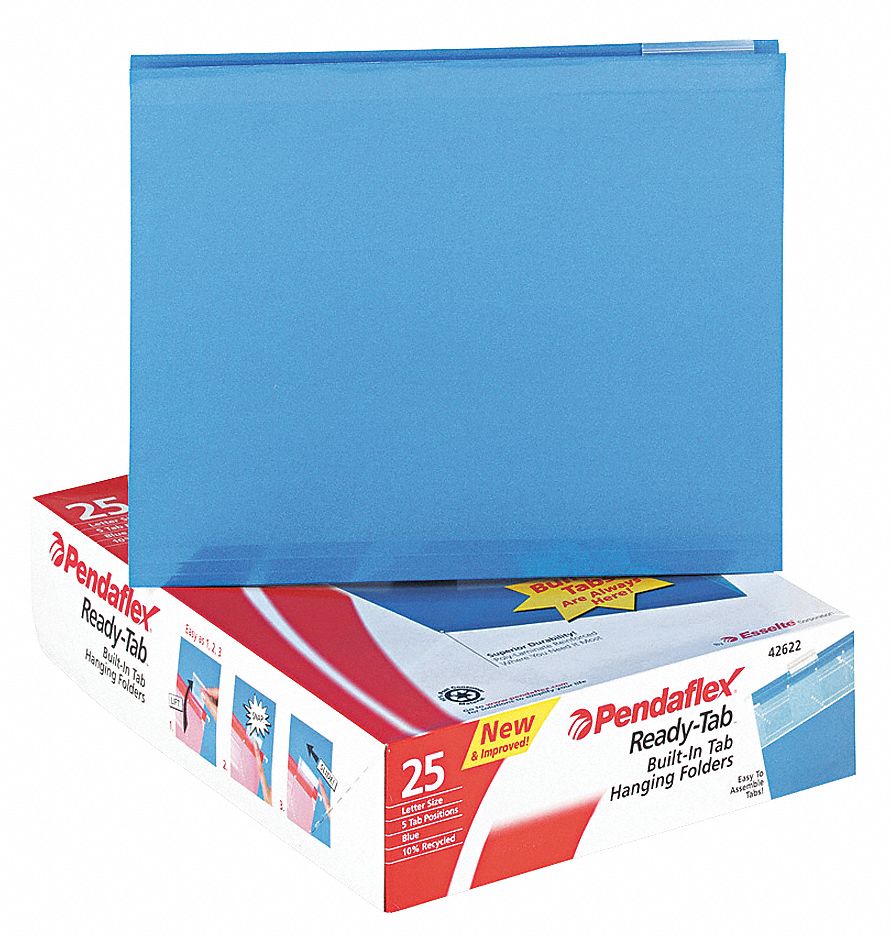 Hanging File Folders: 8 1/2 in Ht, 11 in Wd, 11 Pt. Stock, 3/4 in Expanded Dp, 25 PK