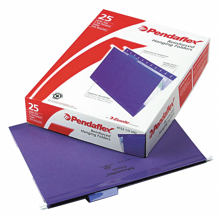 Hanging File Folders: 8 1/2 in Ht, 11 in Wd, 11 Pt. Stock, 3/4 in Expanded Dp, 25 PK