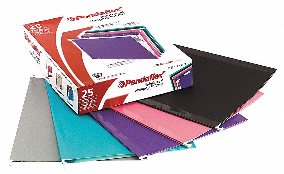 Hanging File Folders: 8 1/2 in Ht, 11 in Wd, 11 Pt. Stock, 3/4 in Expanded Dp, 25 PK