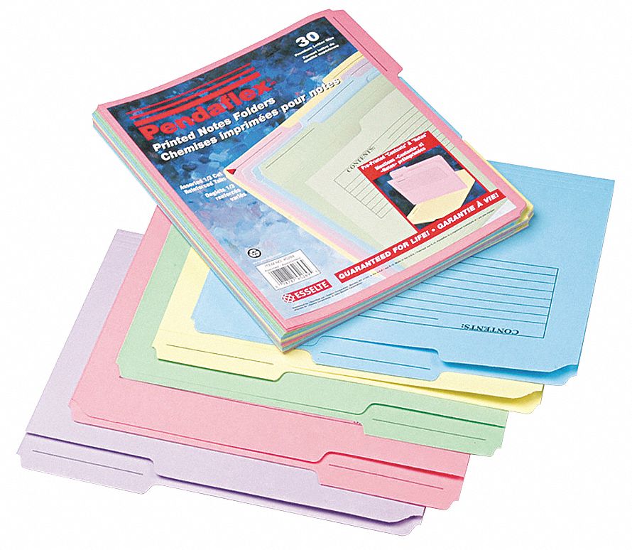 Letter Size File Folders, 1/3 Tab Cut, 8 1/2 in Height, 11 in Width Grainger