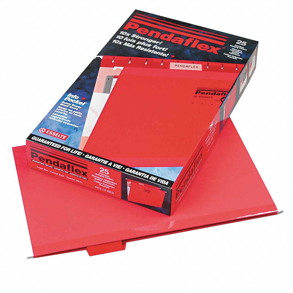 PENDAFLEX Hanging File Folders, Red, PK25 23K570PFX415315RED Grainger