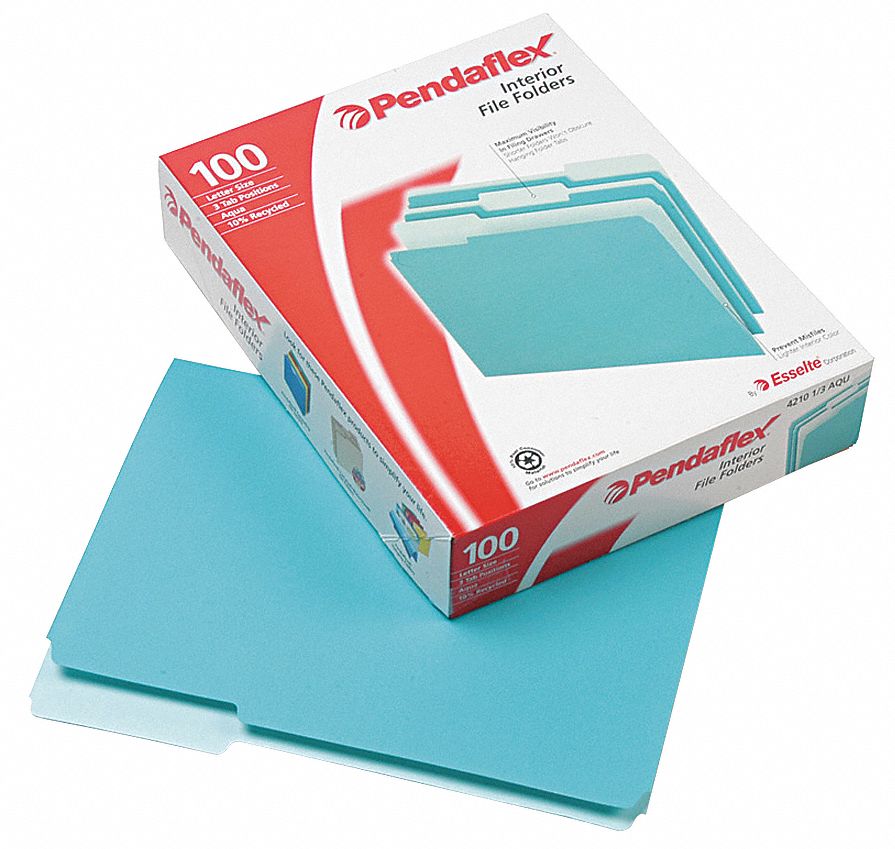 PENDAFLEX, Letter, 1/3, File Folders - 23K639|PFX421013AQU - Grainger