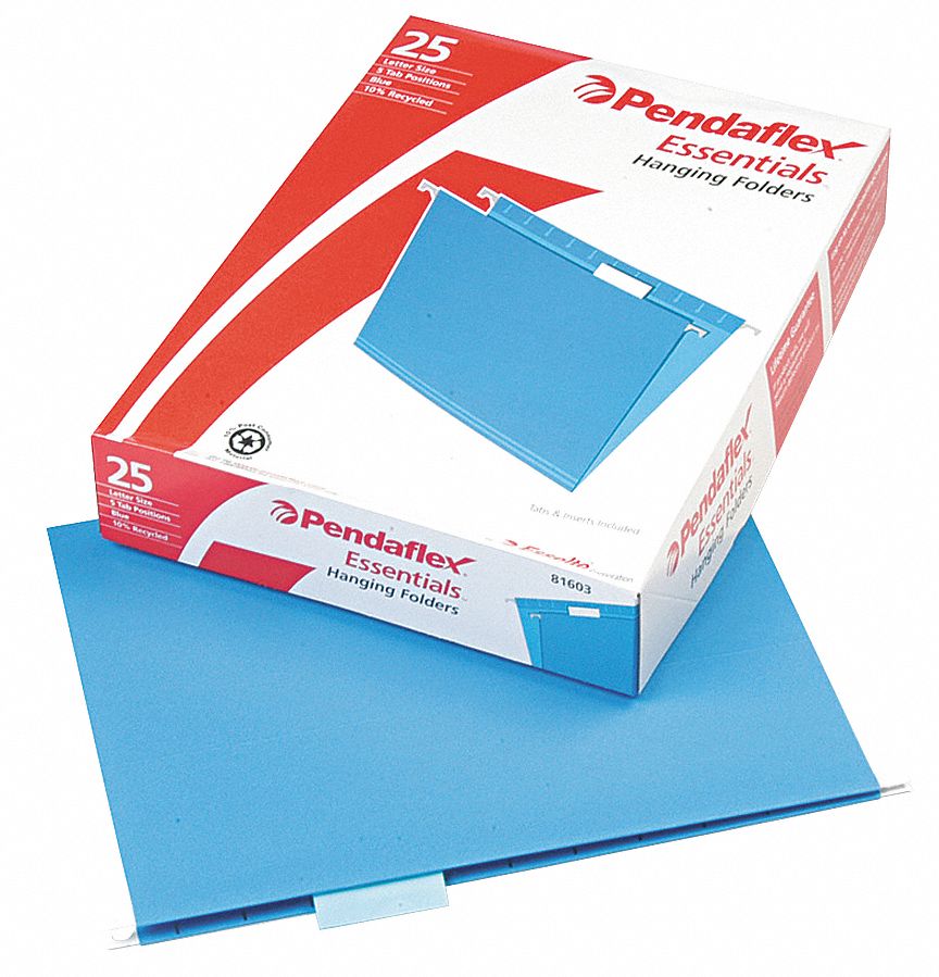 PENDAFLEX Hanging File Folders, Blue, PK25 23K654PFX81603 Grainger
