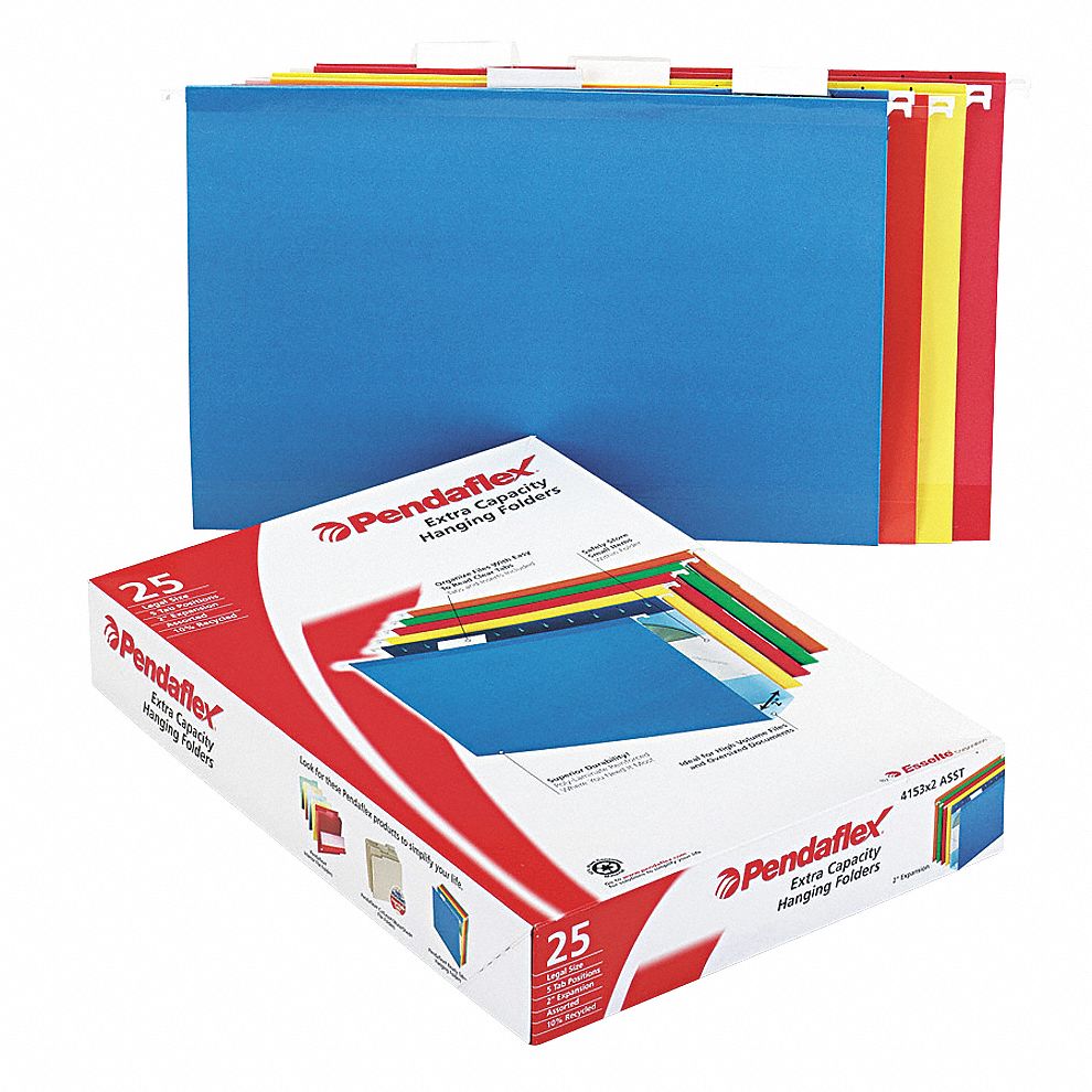 PENDAFLEX Box Hanging File Folders, Assorted, PK25 - 23K691 ...