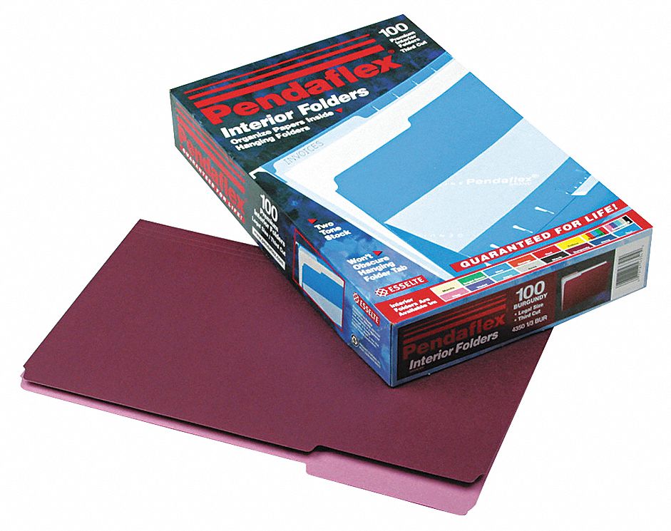 Legal Size File Folders, 1/3 Tab Cut, 8 1/2 in Height, 14 in Width