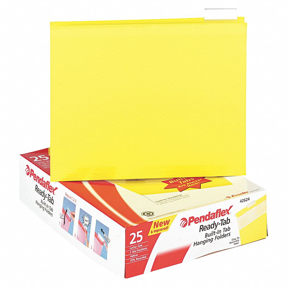 PENDAFLEX Hanging File Folders, Yellow, PK25 23K704PFX42624 Grainger